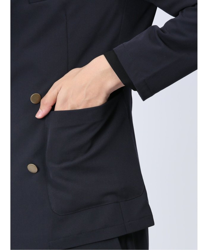 ダークグレー ダブルボタンジャケット セット SUIT SQUARE 【スーツスクエア】レディース ダブルブレスト