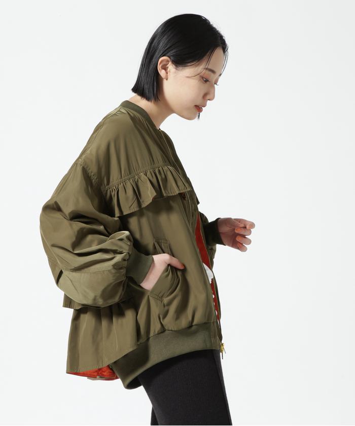リズレー バックフリルMA1 カーキ 50%OFF】＜RISLEY＞ バックフリルMA－1ブルゾン | s.cute