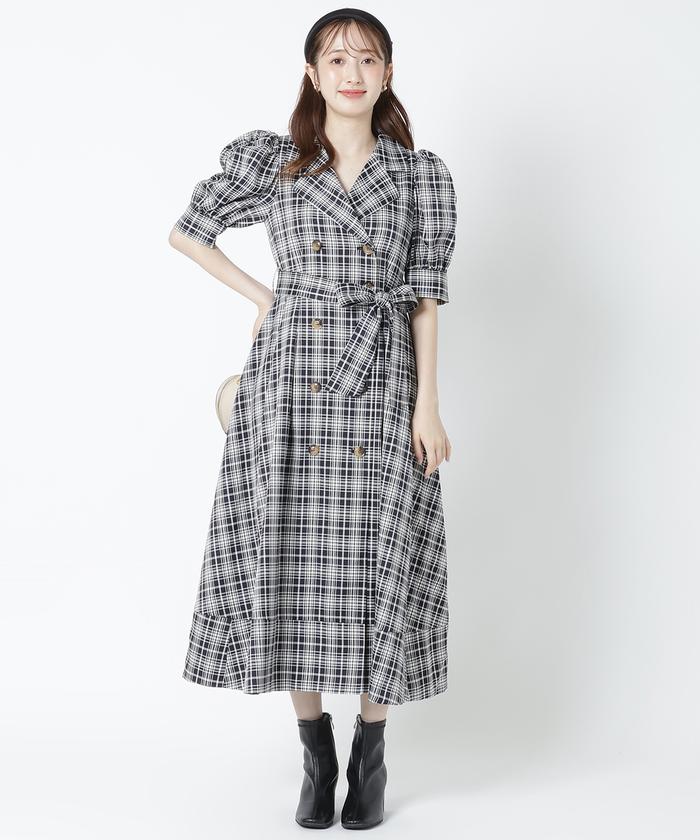 WILLSELECTION モールチェック トレンチワンピース ベージュ WILLSELECTION モールチェック トレンチワンピース ベージュ