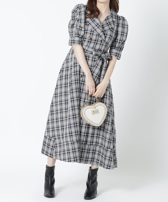 セール 60%OFF】トレンチ風チェックワンピース(505494889