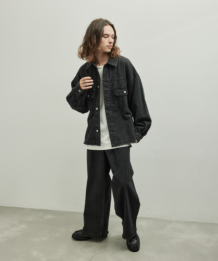 MOGA デニムフリンジジャケット Theater code デニムジャケット gジャン fringe pattern denim