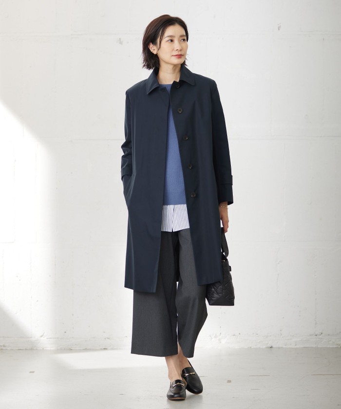J.PRESS ジェイプレス ステンカラー ヘリンボーン ハーフコート ネイビー J.PRESS ジェイプレス ステンカラー ヘリンボーン ハーフコート