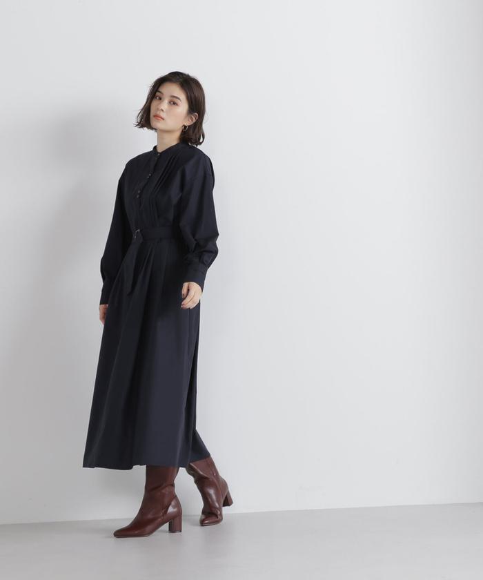 セール】ベルテッドダブルボタンシャツワンピース23AW(505490344