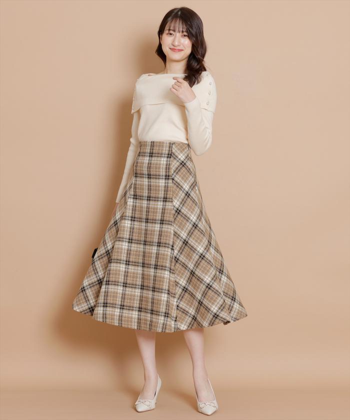 Swingle 2023AW【新品】日本製ロービングチェックフレアスカート