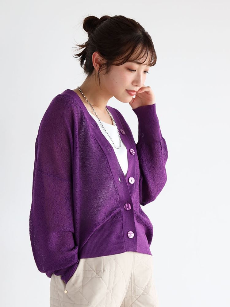 最低価格の Vin ヴァン 透かし編みVネックカーディガン(505501908) ヴァン | トップス