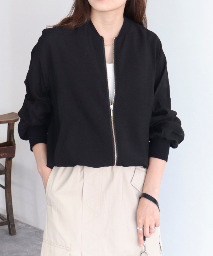 k*a様 BEARDSLEY ギャザーブルゾン美品 セール】袖ギャザーZIPブルゾン(505484660) | フレディエミュ