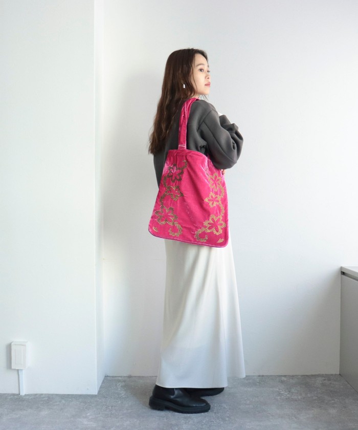 CASSELINI/キャセリーニ】ベロア刺繍トートバッグ(505494099