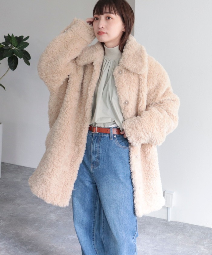 【極美品】jakke ジャッキー ボアジャケット S 36 ベージュ WEB限定】【JAKKE/ジャッキー】AMY SHACKET(505458300