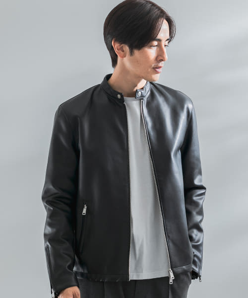 セール】『XLサイズあり』フェイクレザーシングルライダース