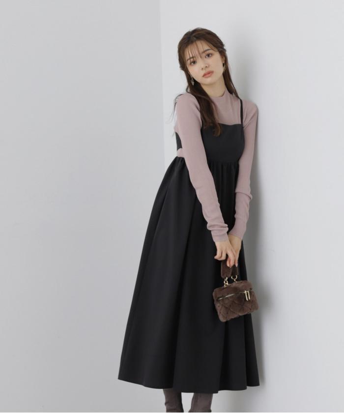 【インポートロッサ】キャミワンピース　パッチワーク風　インナー付き　44 美品 セール 50%OFF】サイドオープンキャミワンピース(505518258