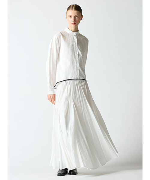 mizuiro ind◆23AW/bicolor hem round collar shirt/バイカラ長袖シャツ/FREE/コットン mizuiro ind(ミズイロインド) / 23AW/bicolor hem round collar