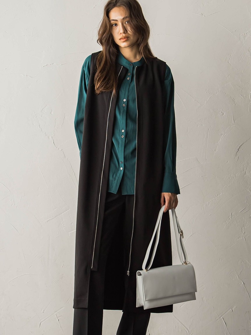 MAYSON GREY メイソングレイ テーラーカラーシアージレ ベスト 新色追加】シアー楊柳バックタックスキッパーブラウス≪手洗い