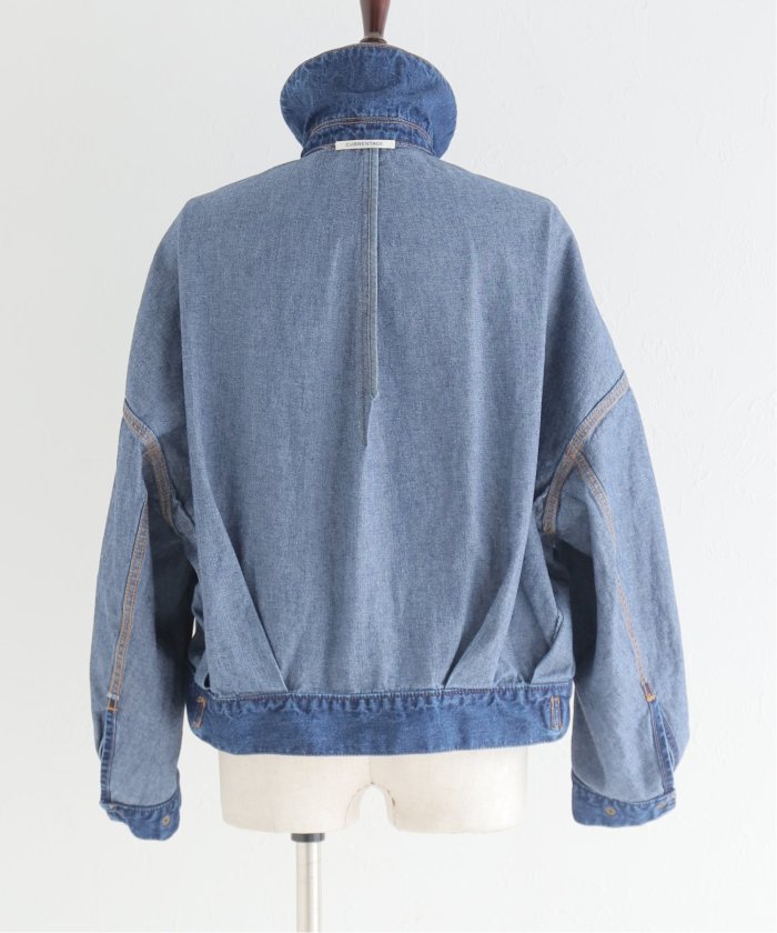 CURRENTAGE 新品 Tバックデニムブルゾン 定価46200円 Gジャン IENA取扱 デニムジャケット 23AW ブルー レディース カレンテージ【中古】4-0508M♪ CURRENTAGE 新品 Tバックデニムブルゾン 定価46200円 Gジャン