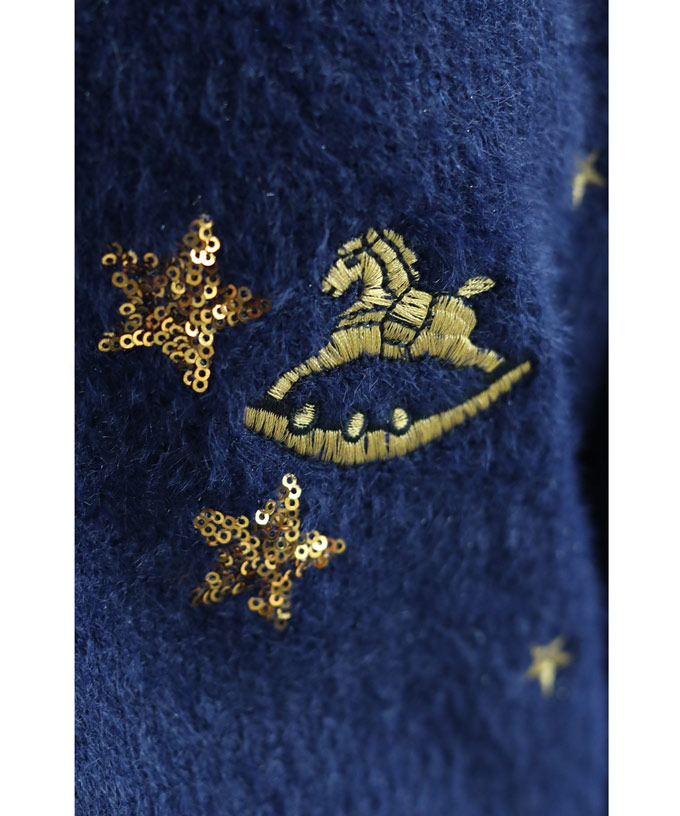 カワイイ CAWAII 夜空に浮かぶ回転木馬の刺繍ニットプルオーバー