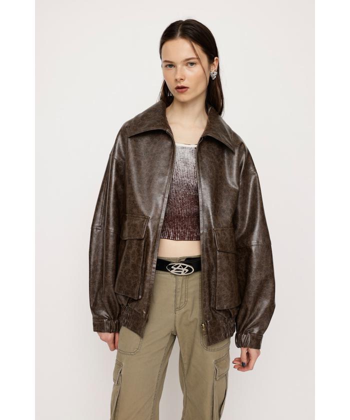 FAUX LEATHER ZIP UP ブルゾン(505572494) | スライ(SLY) - d FAUX LEATHER ZIP UP ブルゾン(505572494) | スライ(SLY) - d