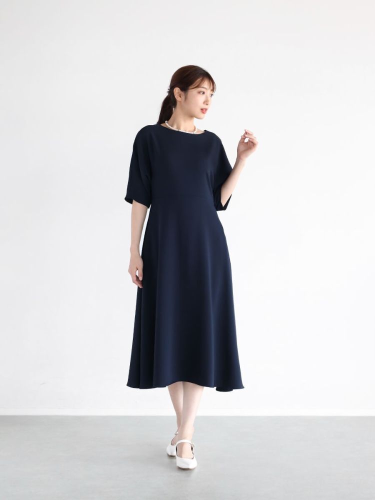 ヴァン Vin バックパールネイビーワンピース(505597613