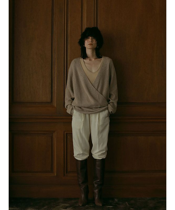 etretokyo カシュクールニットプルオーバー ETRE TOKYO - カシュクールニットプルオーバー - GREY | ADDICT