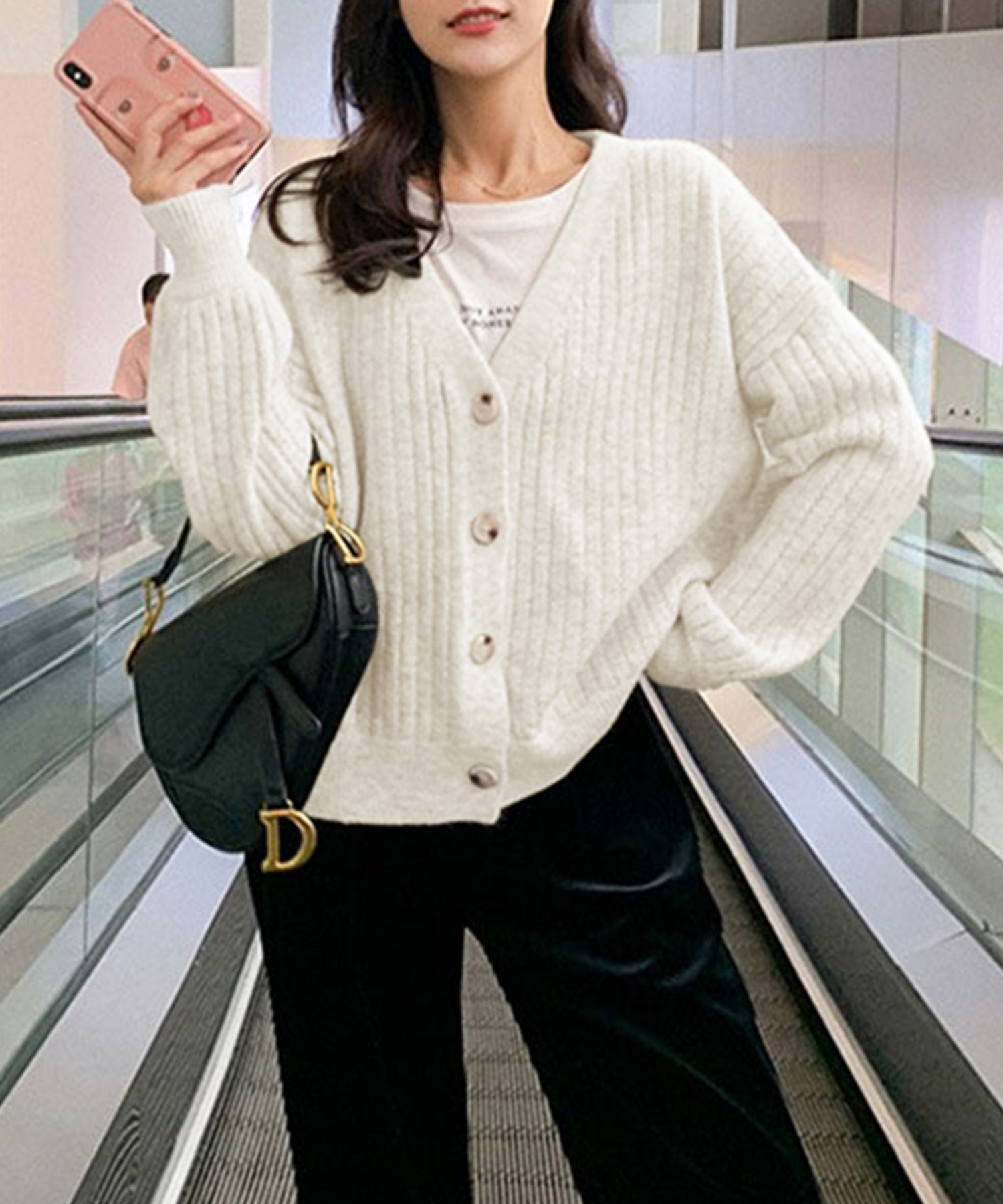 BEARDSLEY　カーディガン　リブ　ドロップショルダー BEARDSLEY カーディガン リブ ドロップショルダー