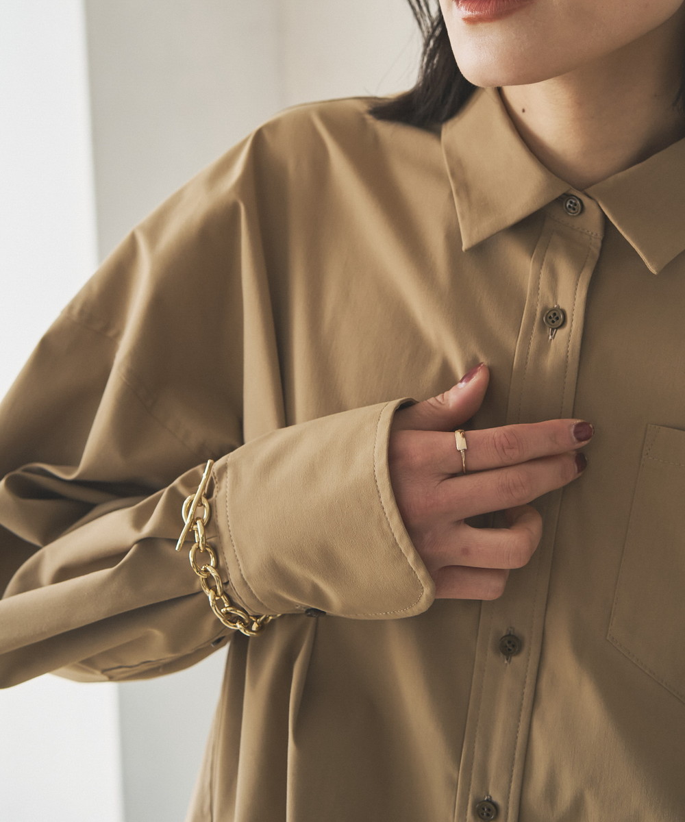 セール 50%OFF】【Audrey and John Wad】シームギャザーショートシャツ セール 50%OFF】【Audrey and John Wad】シームギャザーショートシャツ