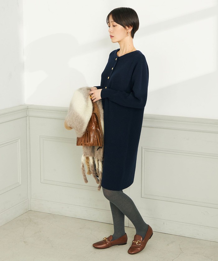 セール】◇【WEB限定】カシミヤブレンド片畦ニットワンピース セール】◇【WEB限定】カシミヤブレンド片畦ニットワンピース