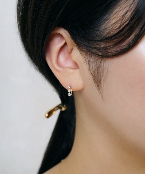 テイクアップ TAKE－UP K18・K10 3石バー ワンポイントピアス