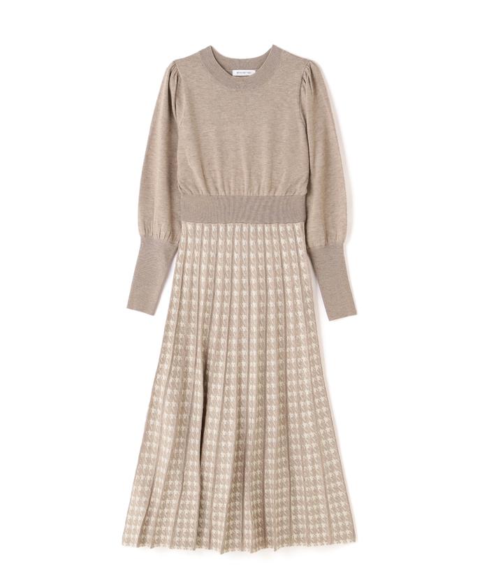 セール】ハウンドトゥースドッキングニットワンピース(505626680) | ナチュラルビューティーベーシック(NATURAL BEAUTY  BASIC) - d fashion
