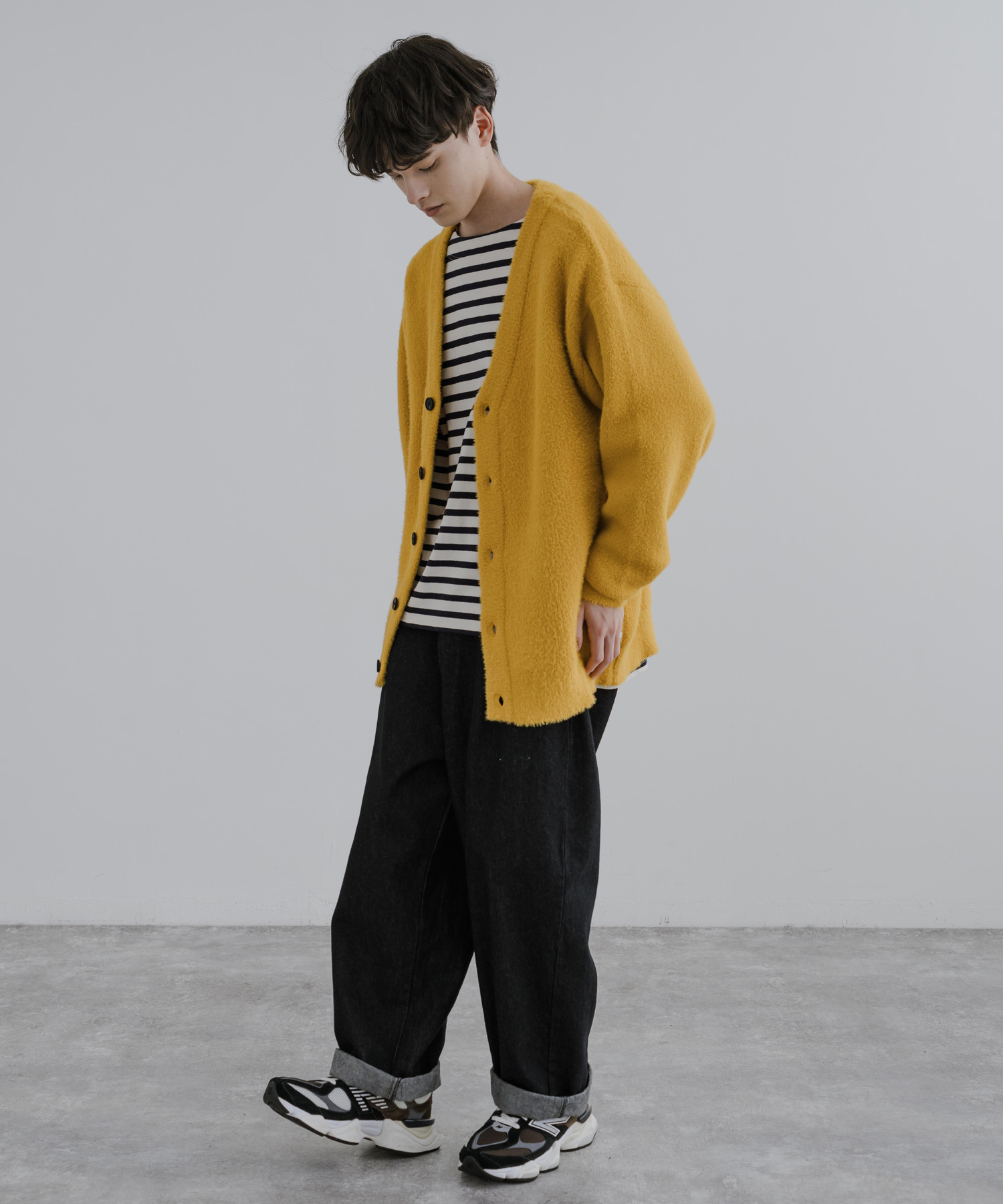 【DIESEL】 Dロゴ長袖メローロックリブカーディガン イエロー DIESEL】 Dロゴ長袖メローロックリブカーディガン イエロー