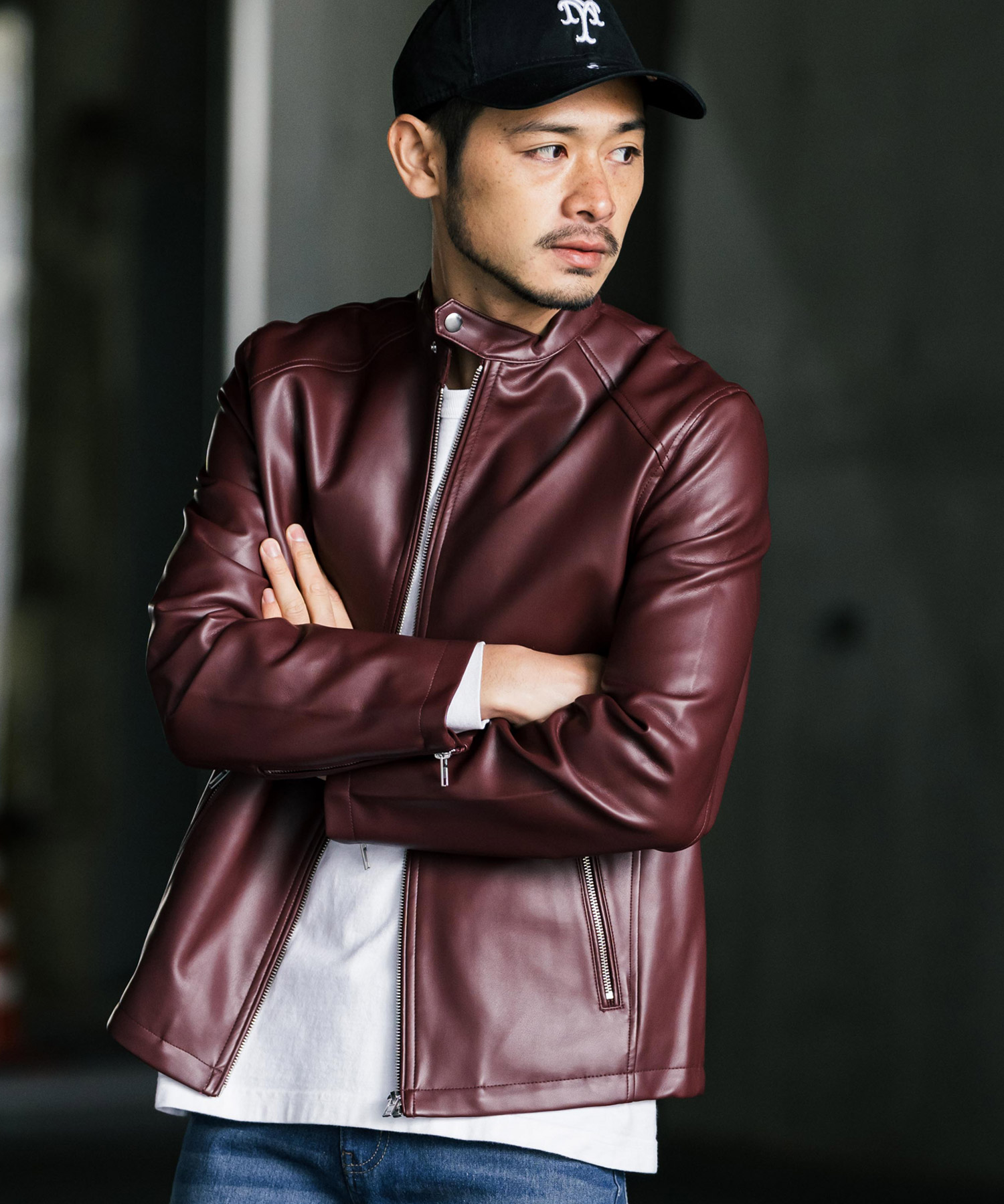 モエリー Andy イタリア製 ライダースジャケット フォックスファー付き ファーライダースジャケットフェイクレザー[品番：AGCW0006149