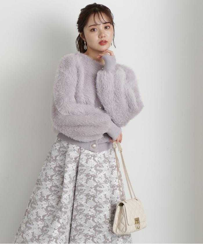 クーポン】【セール 30%OFF】ビジュー釦ロングフェザー
