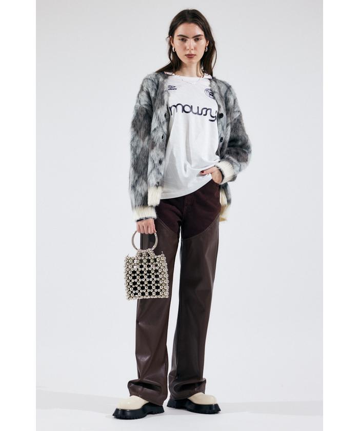 〈完売カラー〉値下F/LEATHER COMBI STRAIGHT moussy セール 50%OFF】F/LEATHER COMBI STRAIGHT(505631057