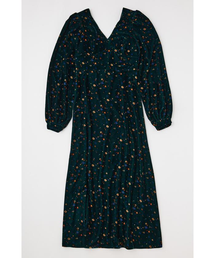 ワンピース FLOWER PRINT VELOUR DRESS FLOWER PRINT VELOUR DRESS（ドレス）｜Ameri（アメリ）の