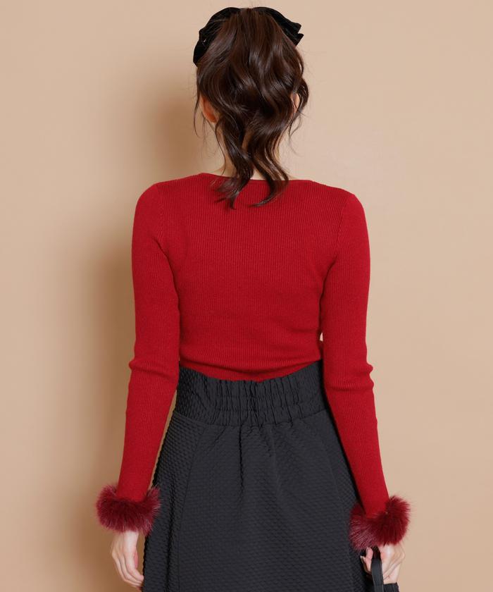 セール37%OFF】2WAYファースリーブハートネックニットプルオーバー