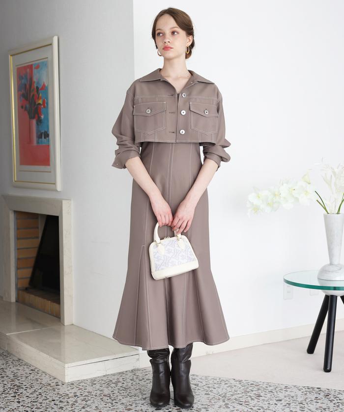 セール 50%OFF】ストレッチジャケット＋ワンピースセットアップ