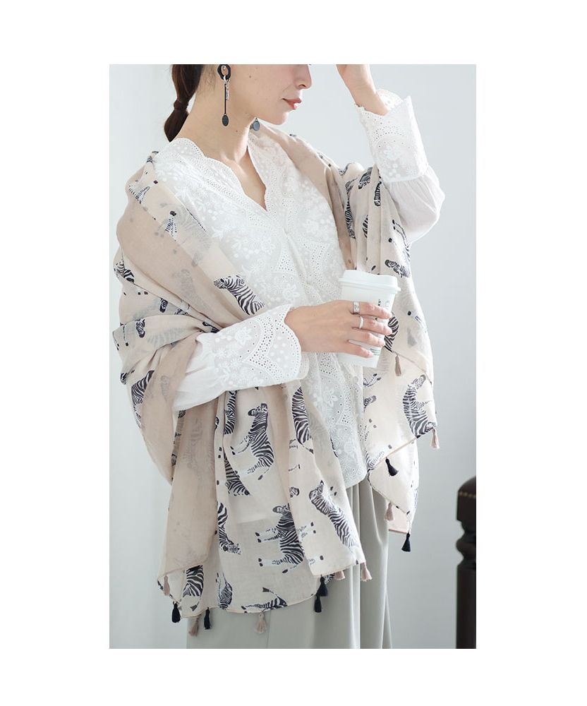 サワアラモード Sawa a la mode シマウマ駆けるフリンジ大判