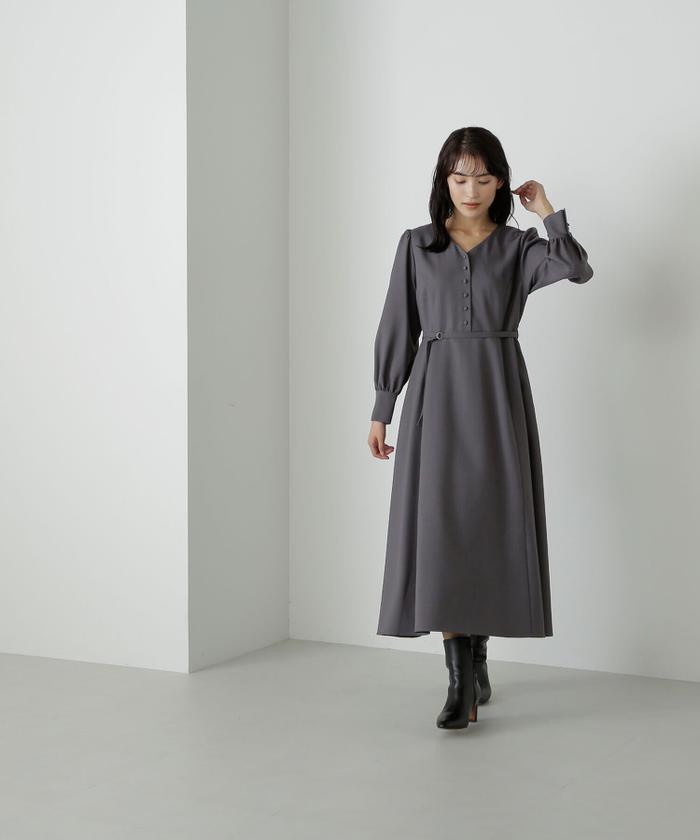 セール 50%OFF】Vネックパネルラインワンピース(505624676 セール 50%OFF】Vネックパネルラインワンピース(505624676