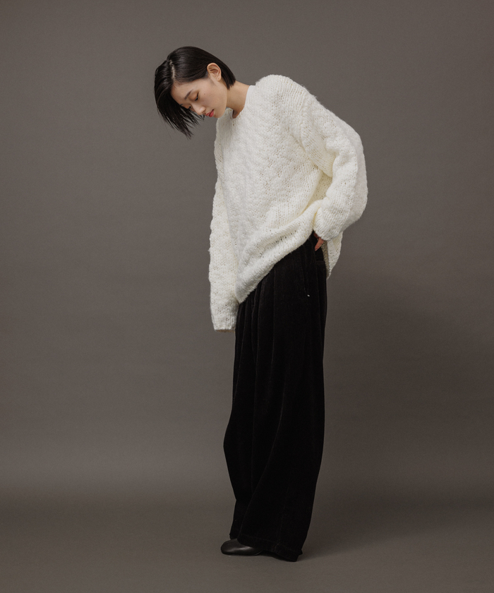 WEB限定】ルーズシルエット ハンドニット プルオーバー / 手編み風