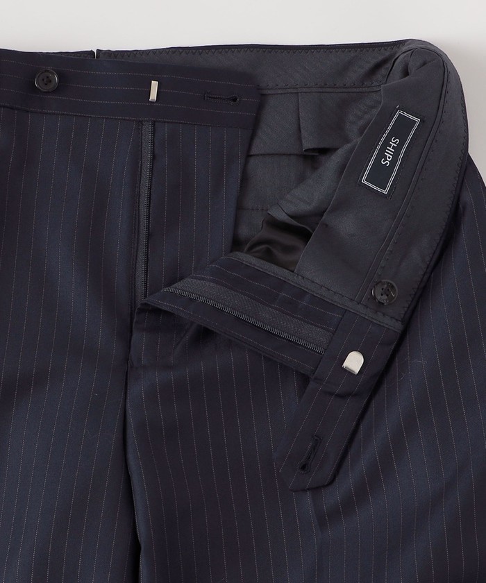 SHIPS ネイビー ストライプ スーツ　Loro Piana社製ファブリック Loro Piana Fabric】365 通年スーツ(ネイビー×ストライプ