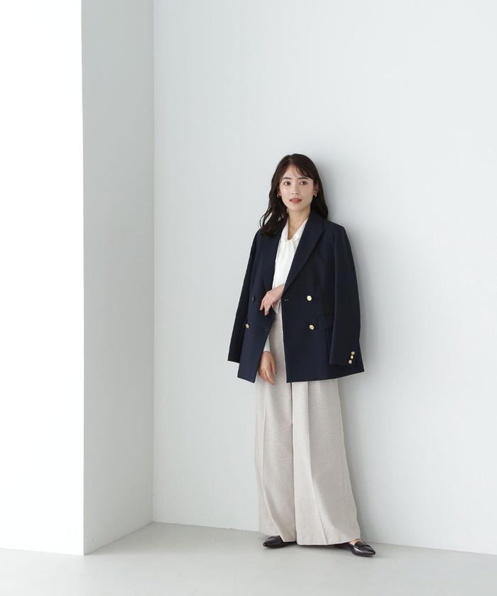 【ショコラ】ダブルブレストボクシージャケットナチュラルビューティー ダブルブレストボクシージャケット23AW(505458137) | ナチュラル