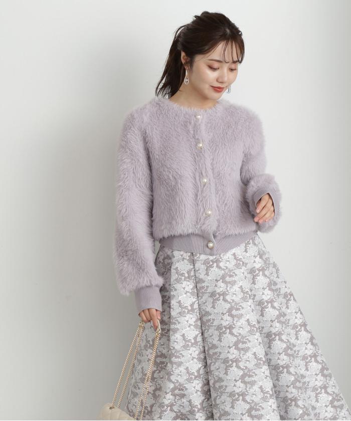 セール 30%OFF】ビジュー釦ロングフェザーカーディガン WEB限定