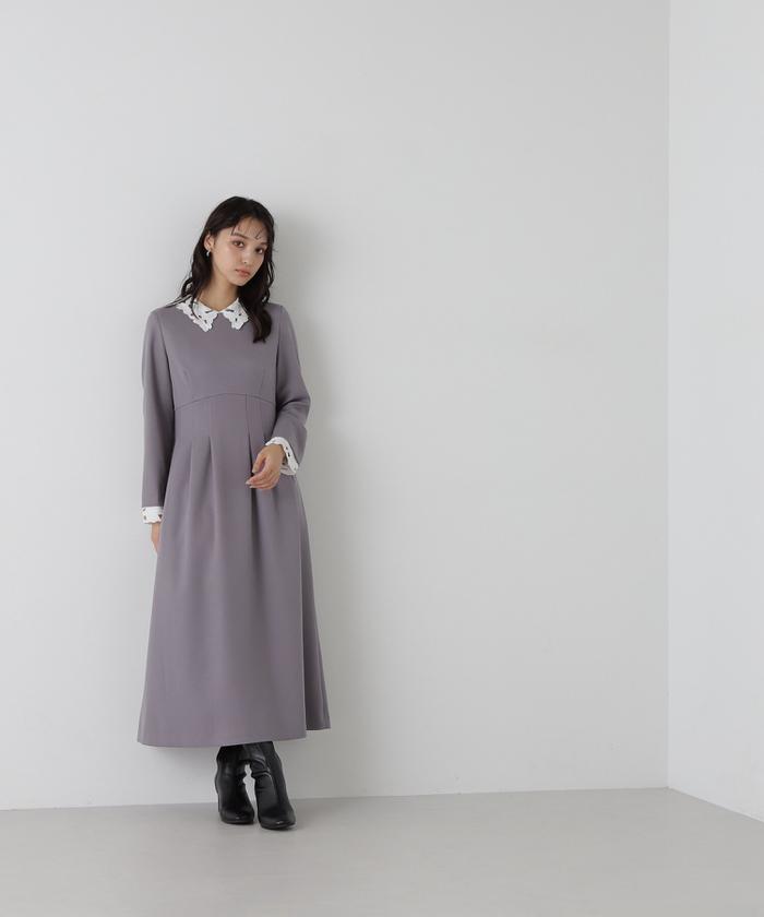 NATURAL BEAUTY BASIC - コットンエンブロイダリーワンピースの