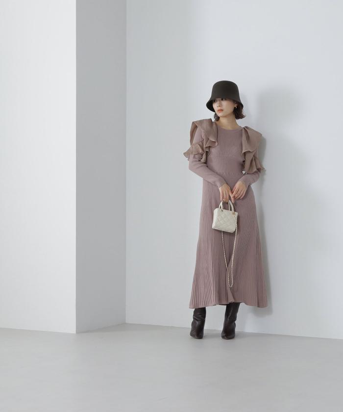 セール】ラッフルフリルドッキングニットワンピース(505634960 セール】ラッフルフリルドッキングニットワンピース(505634960