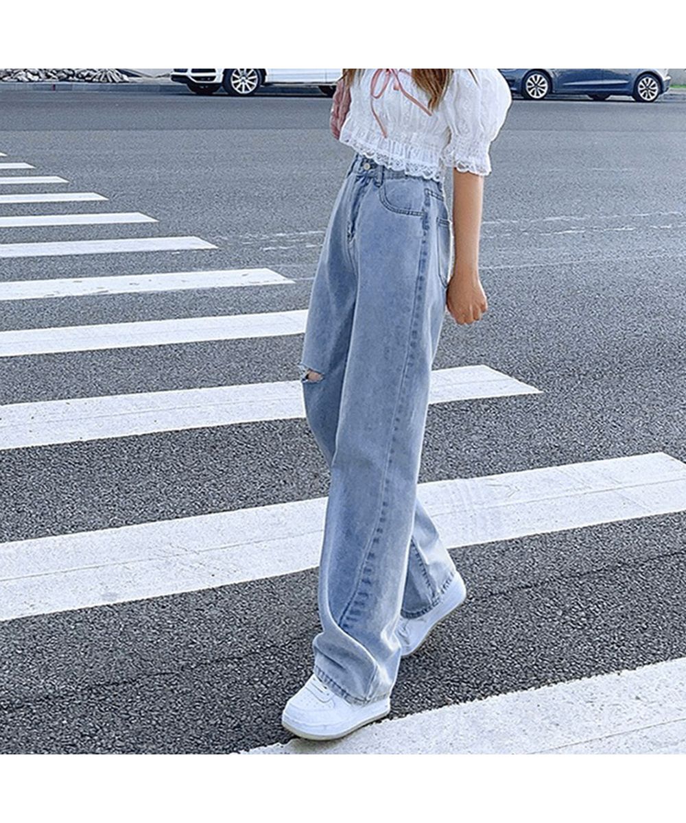 アシンメトリー デニム フレンチ肩 ショートパンツセット 507205 miniministore デニム ショートパンツ レディース韓国風