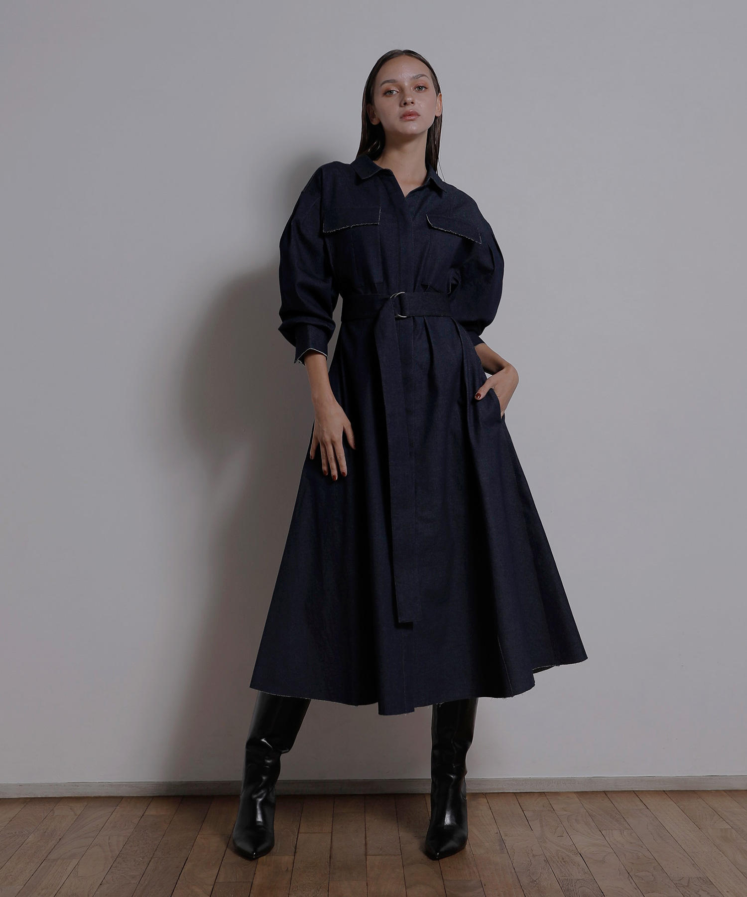 ミエリ インヴァリアント MIELI INVARIANT Denim Tuck Dress