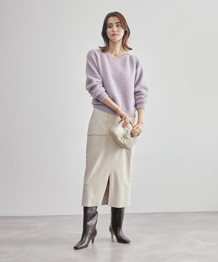 ROPE フォックスウール Vネックプルオーバーニット ライトピンク　新品 ロペ ROPE' フォックスウール Vネックプルオーバーニット