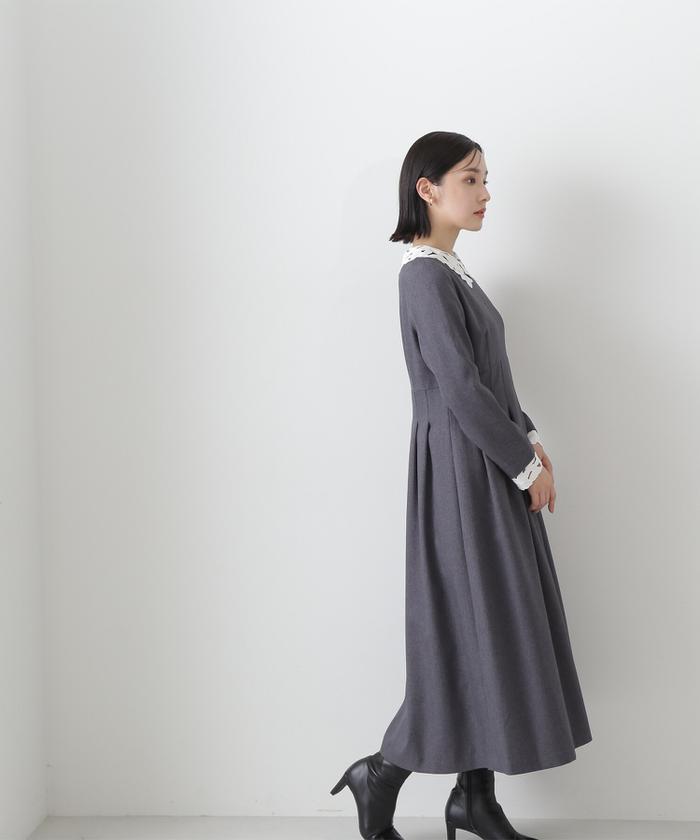 NATURAL BEAUTY BASIC - コットンエンブロイダリーワンピースの