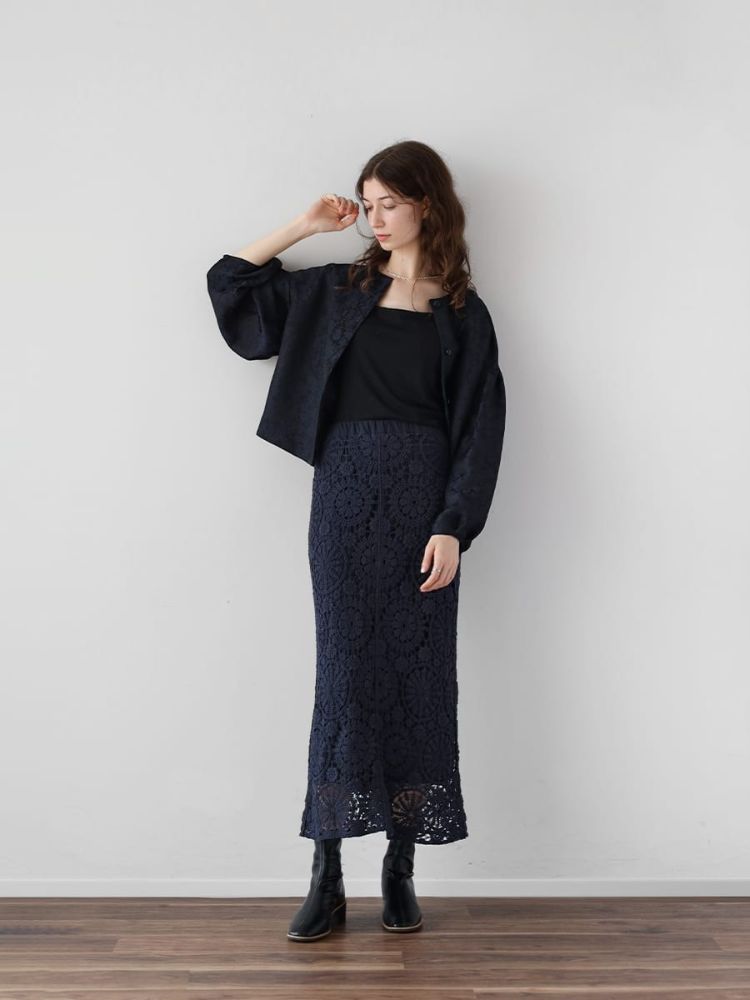 moffy様　　新品　Ample  クロシェニットIラインスカート　Ｆ　ベージュ セール 48%OFF】ヴァン Vin Ample クロシェニットIライン