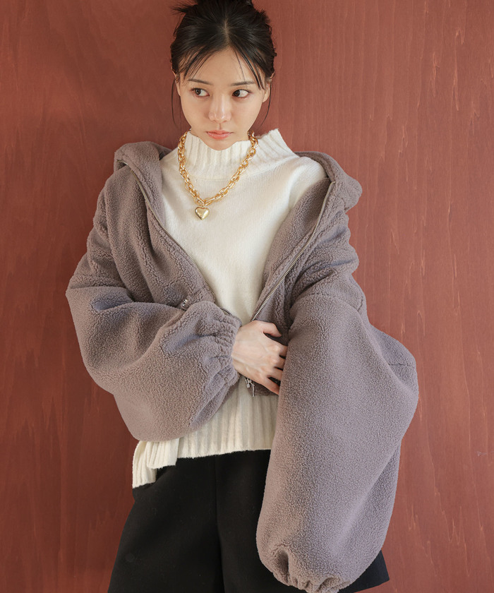 セール 50%OFF】フーデッドショートボアブルゾン(505640255