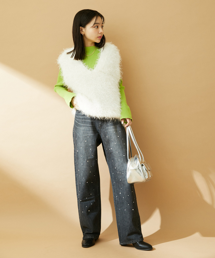 セール 30%OFF】ラインストーンストレートデニム(505640256 セール 30%OFF】ラインストーンストレートデニム(505640256