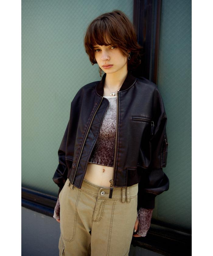 【３日までの限定価格】VINTAGE F／LEATHER S／ レザー ブルゾン スライ SLY VINTAGE F／LEATHER S／ブルゾン （BRN