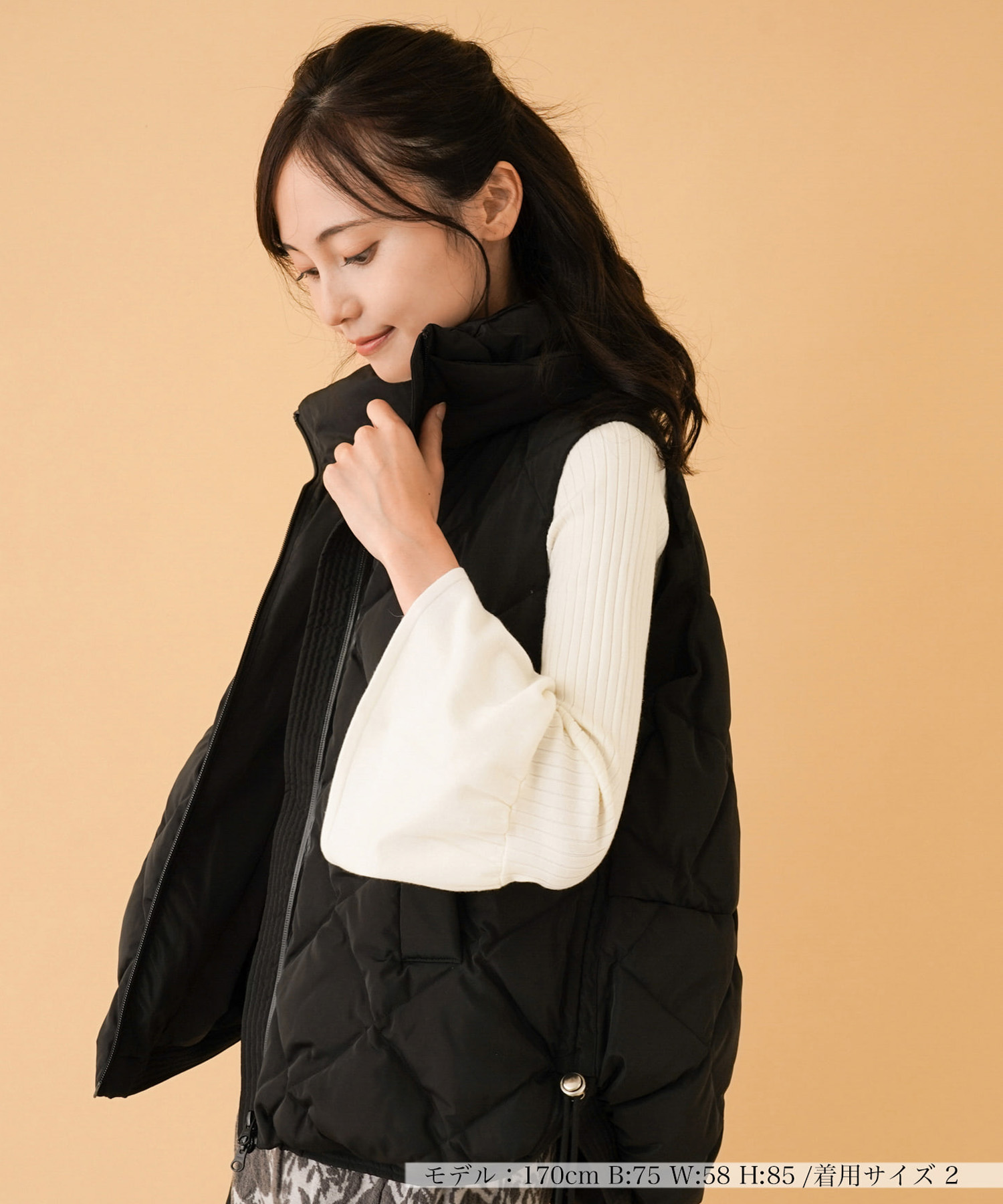 Margaux Vintage ノーカラージャケット ダークネイビー
